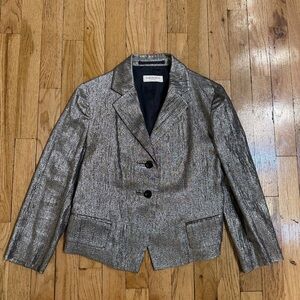 Dries Van Noten Metallic Silver Women's Blazer Jacket